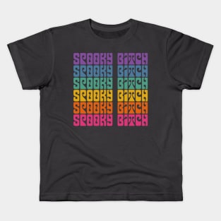 Spooky Bitch \\/ Humorous Witchy Typography Design Kids T-Shirt